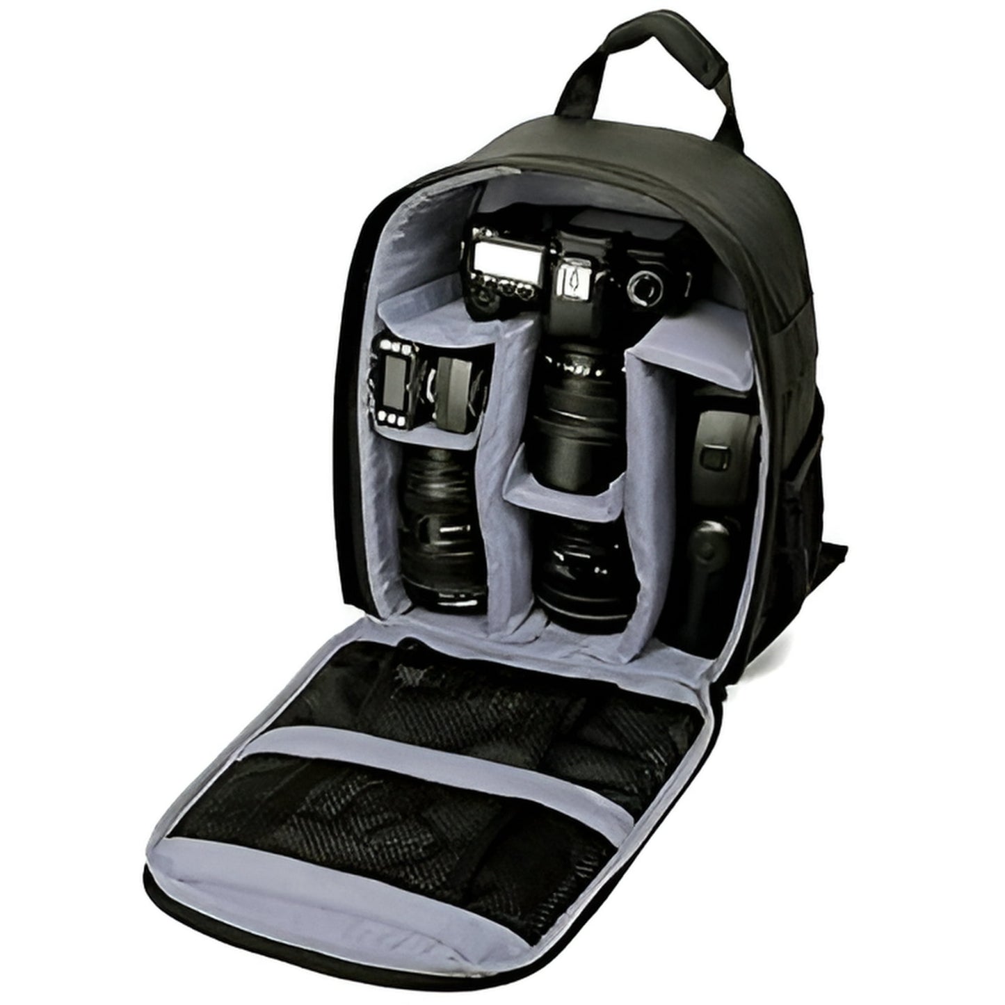 Camera Bag, Waterproof Nylon Camera Backpack for DSLR Cameras, Lens and Accessories Black Grey