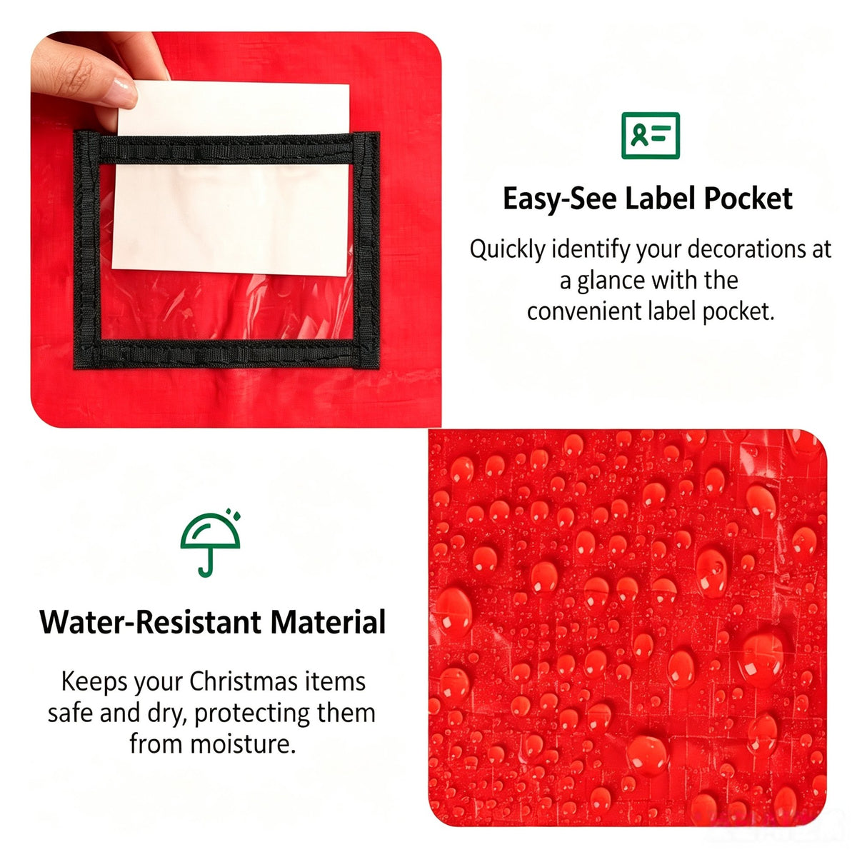 Cowin 7.5 ft Waterproof Christmas Tree Storage Bag, Heavy Duty Extra Large Artificial Christmas Tree Bag, Red