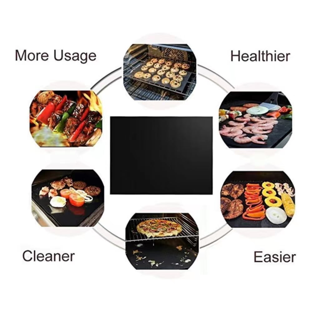 Aedavey BBQ Grill Mat Set of 5 Baking Mats Resuable Non-Stick Works on Electric Grill Gas Charcoal BBQ 15.75 x 13 inch
