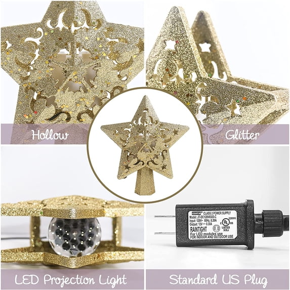 Cowin Christmas Tree Topper Projector, LED Star Tree Topper Light, Xmas Decorations