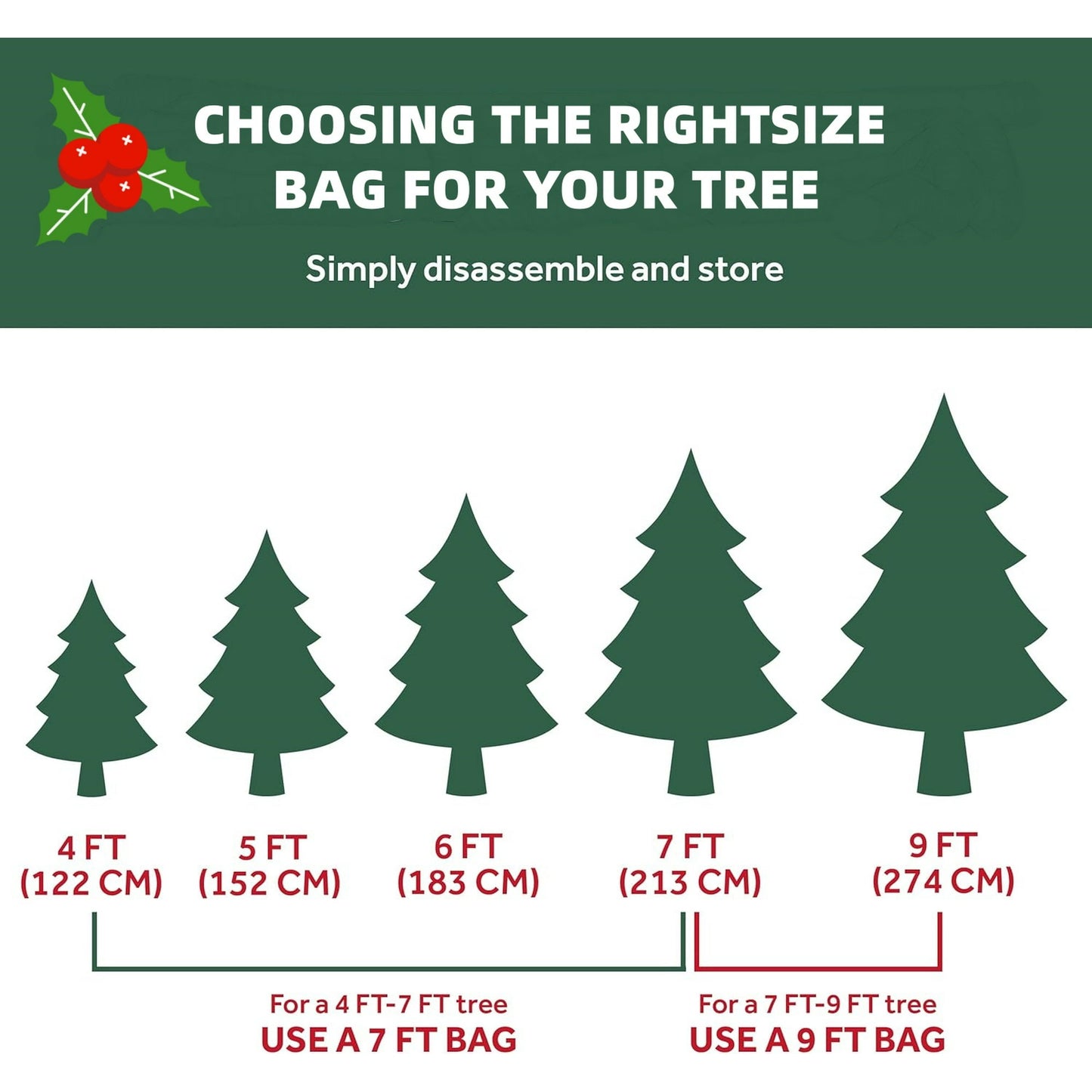 9 ft Christmas Tree Storage Bag , for Big Artificial Xmas Tree/Holiday Trees, Green (60X20X30in)