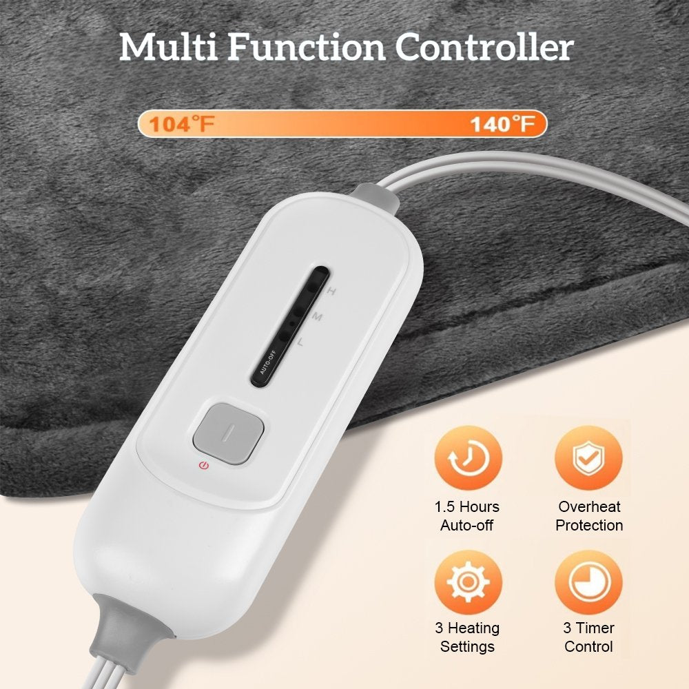 18" x 25"Heating Pad for Neck and Shoulders, Heat Pad for Pain Relief, 3 Heat Settings, Auto-Off, Gifts for Women Men,Grey