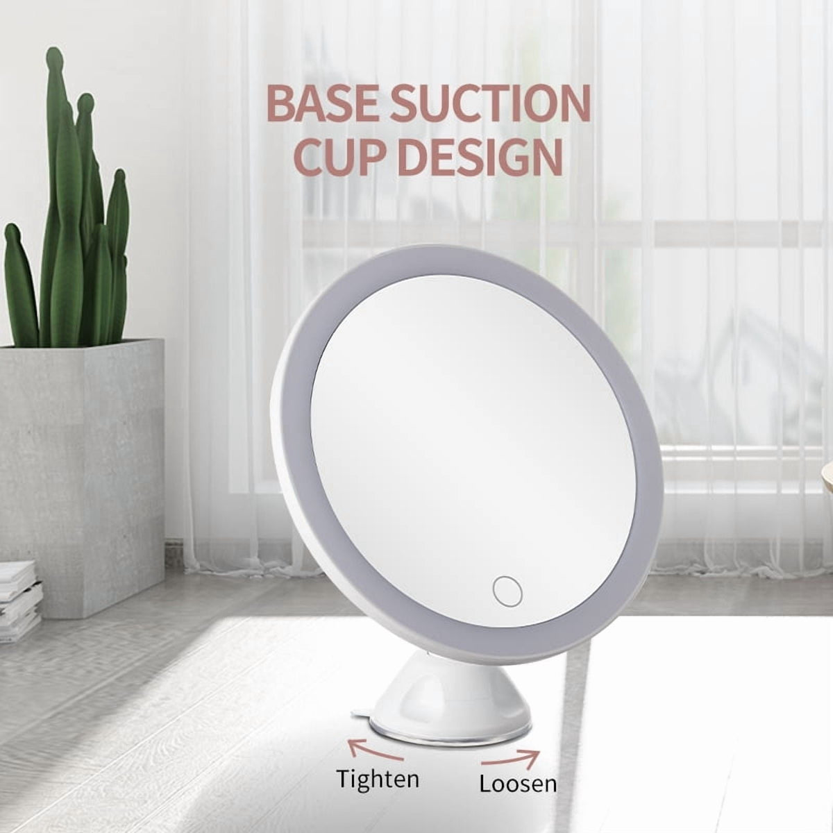 COWIN 10x Magnifying Lighted Makeup Mirror with 360° Rotation, Touch Sensor Control, Natural Daylight LED Light, Powerful Locking Suction Cup