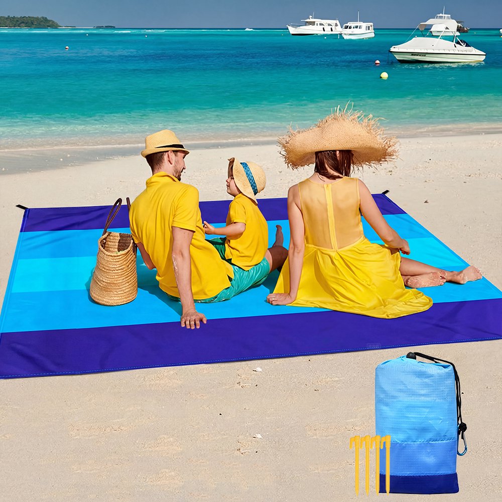 Beach Blanket 79" X 83" Lightweight Waterproof Sandproof Beach Mat Quick Drying Picnic Mat