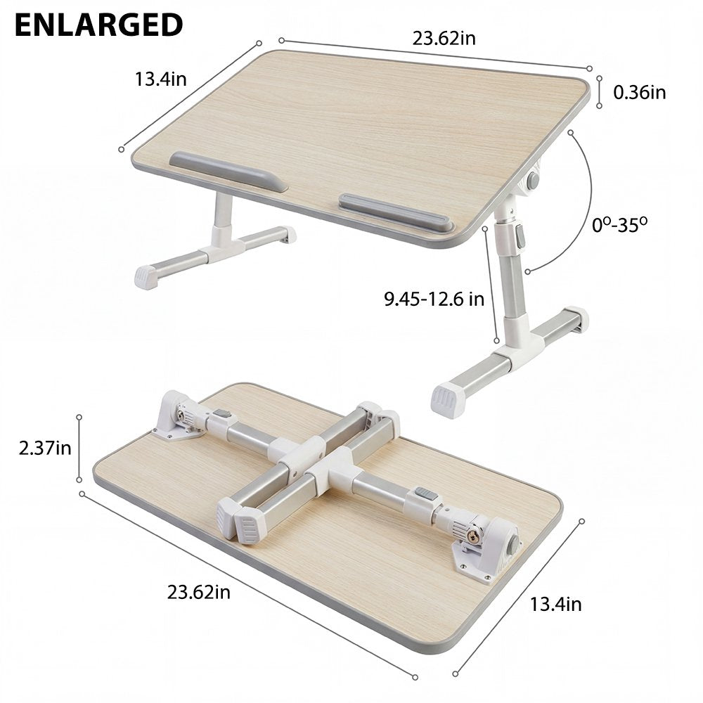 COWIN Laptop Desk Table, Adjustable Laptop Stand, Foldable Lap Desks ,Enlarged 23.62×13.4 in (Beige)