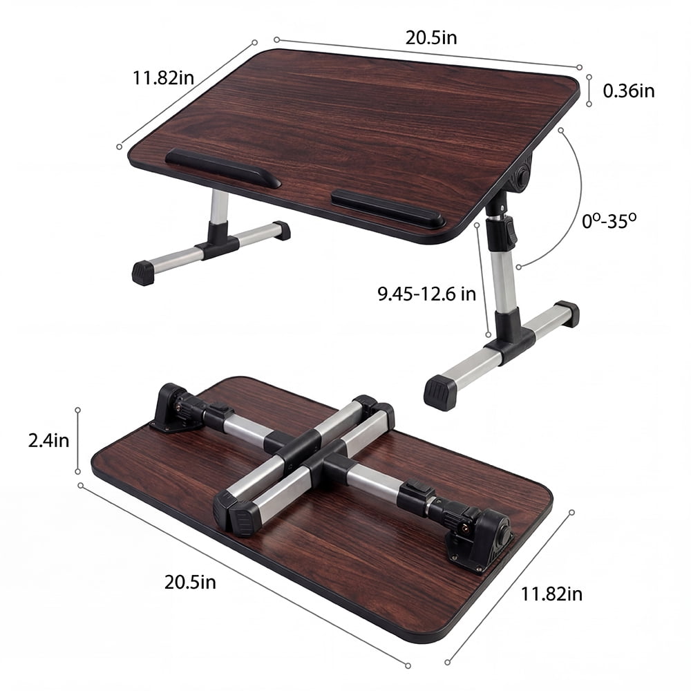 COWIN Laptop Desk Table, Adjustable Laptop Stand, Foldable Lap Desks 20.5×11.82 in(Walnut)