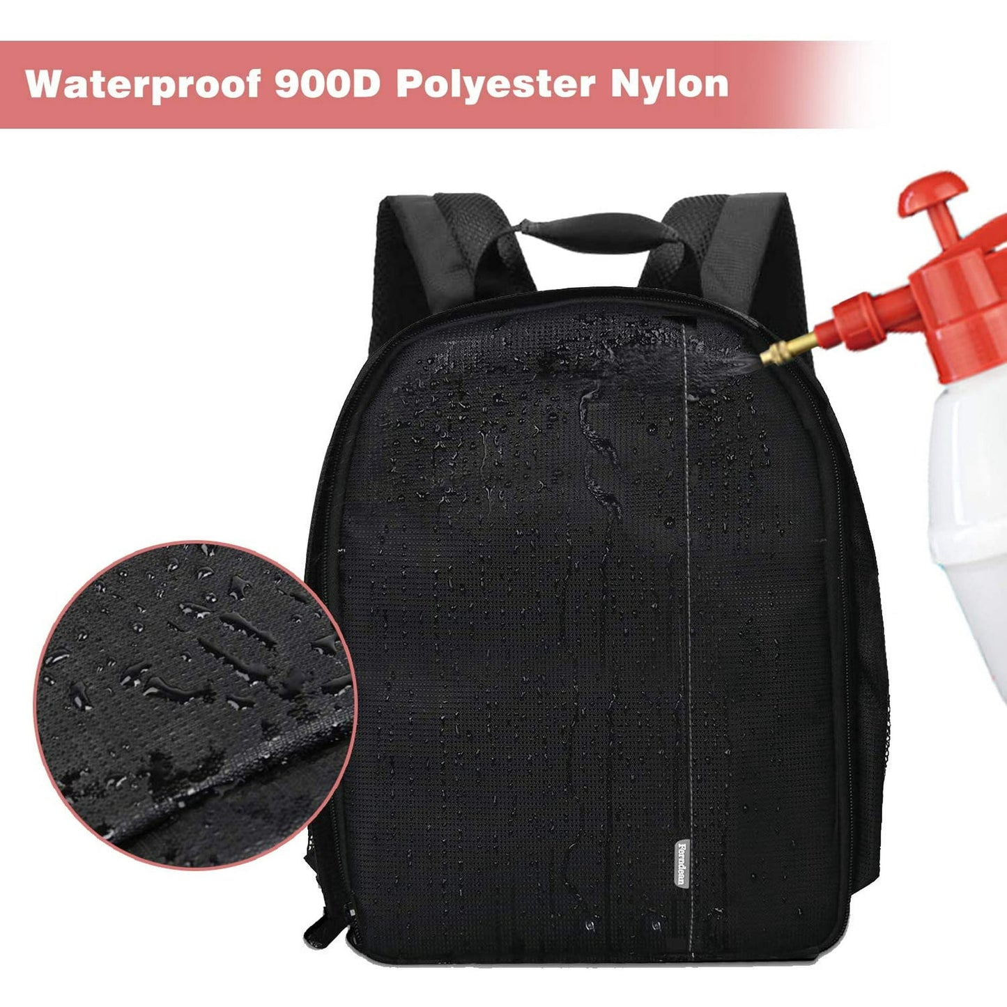 Camera Bag, Waterproof Nylon Camera Backpack for DSLR Cameras, Lens and Accessories Black Grey