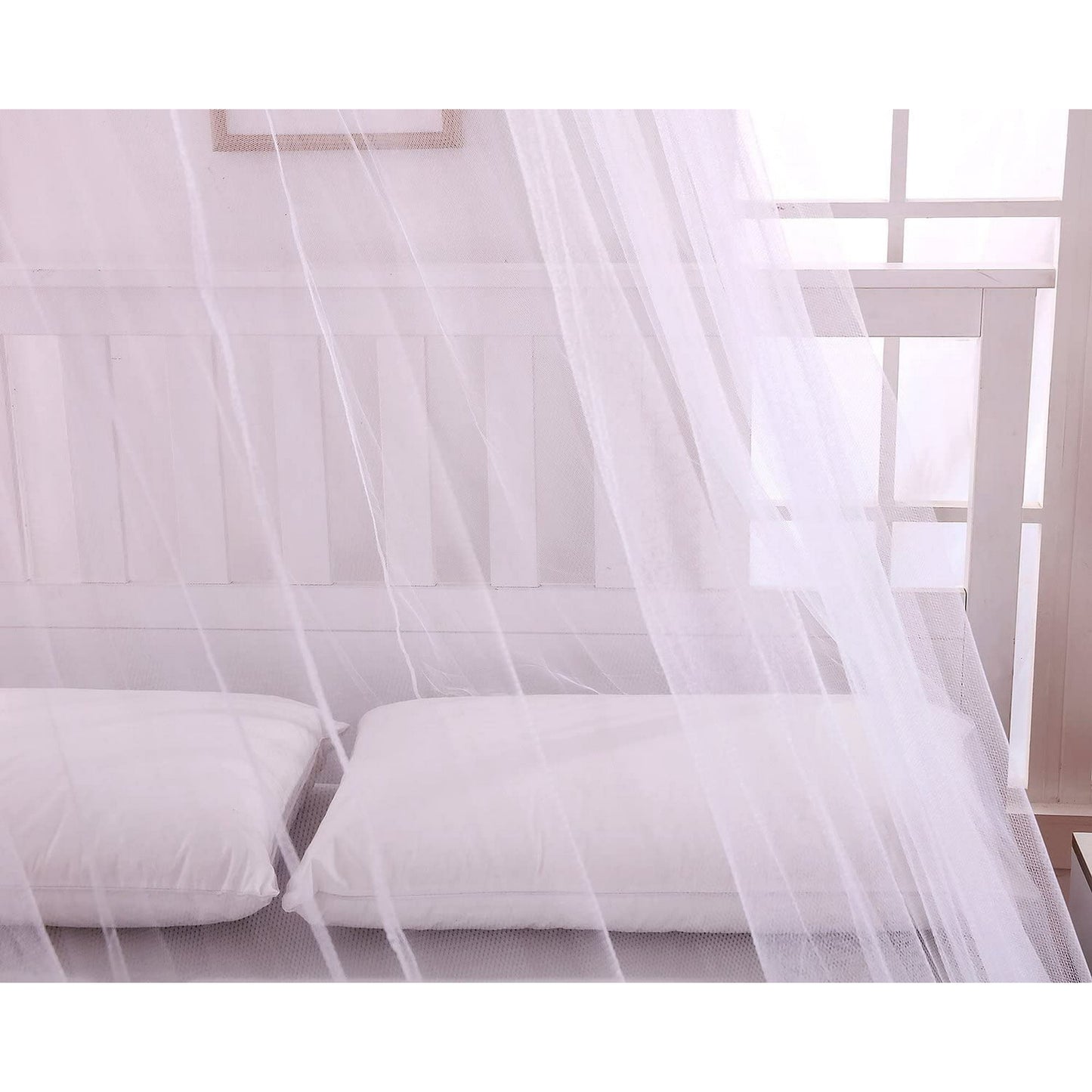 Cowin Universal Dome Mos-quito Mesh Net Easy Installation Hanging Bed Canopy Netting for Single to King Size Beds Hammocks Cribs(White)