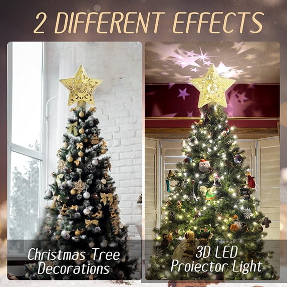 Cowin Christmas Tree Topper Projector, LED Star Tree Topper Light, Xmas Decorations