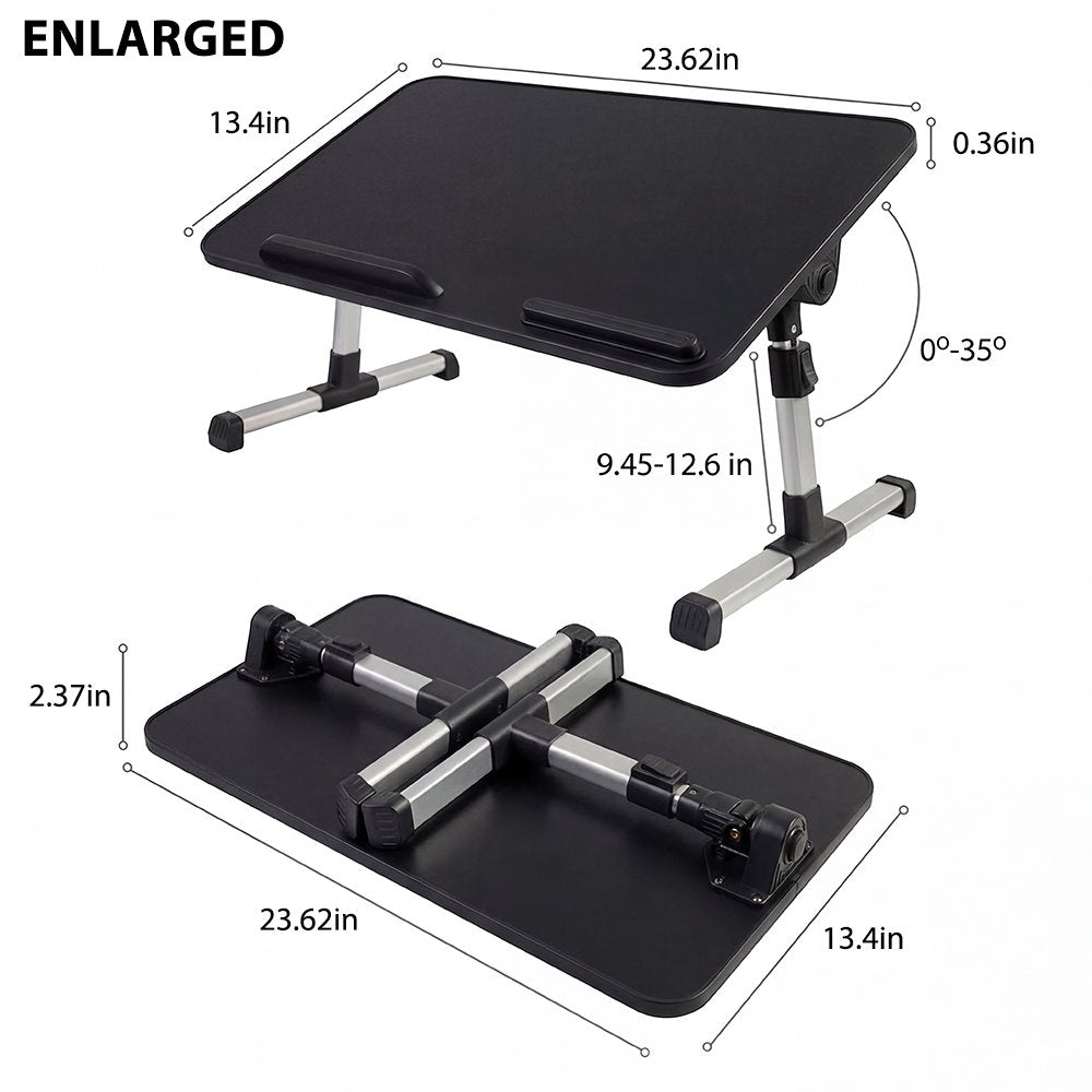 COWIN Laptop Desk Table, Adjustable Laptop Stand, Foldable Lap Desks ,Enlarged 23.62×13.4 in (Black)