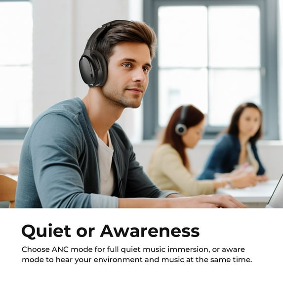COWIN Active Noise Cancelling Headphones Bluetooth Headphones Wireless Headphones over Ear with Mic/Aptx, Comfortable Protein Earpads 30H Playtime, Foldable Headphones for Travel/Work - Black