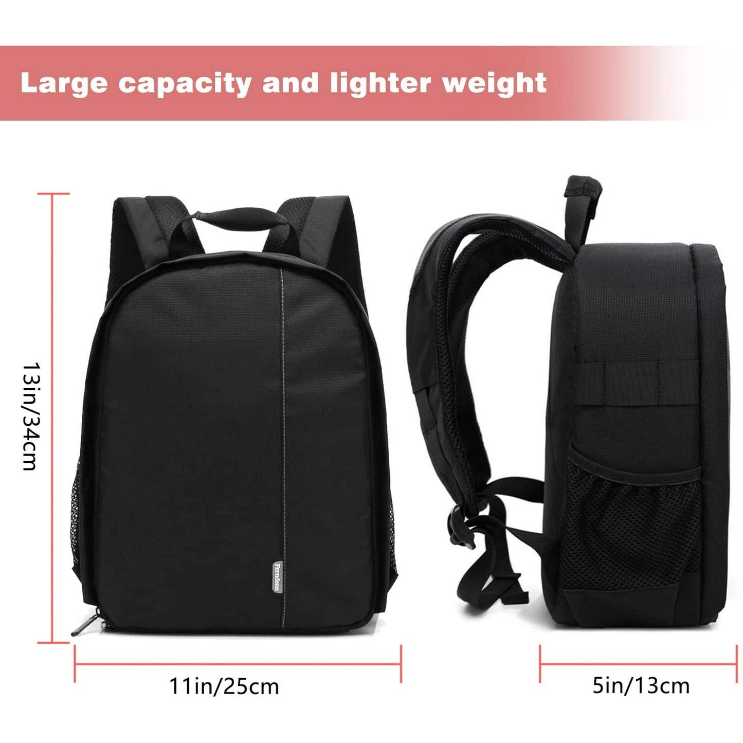 Camera Bag, Waterproof Nylon Camera Backpack for DSLR Cameras, Lens and Accessories Black Grey