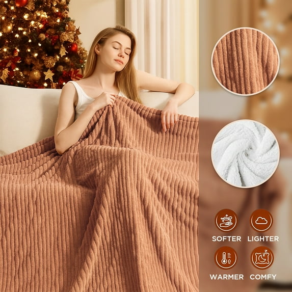 COWIN Electric Blanket Full Size, Brushed Flannel+Cotton Fleece, 10 Heating Levels and 1-8 Hour Automatic Shutdown, Machine Washable, Brown,72 "x 84"
