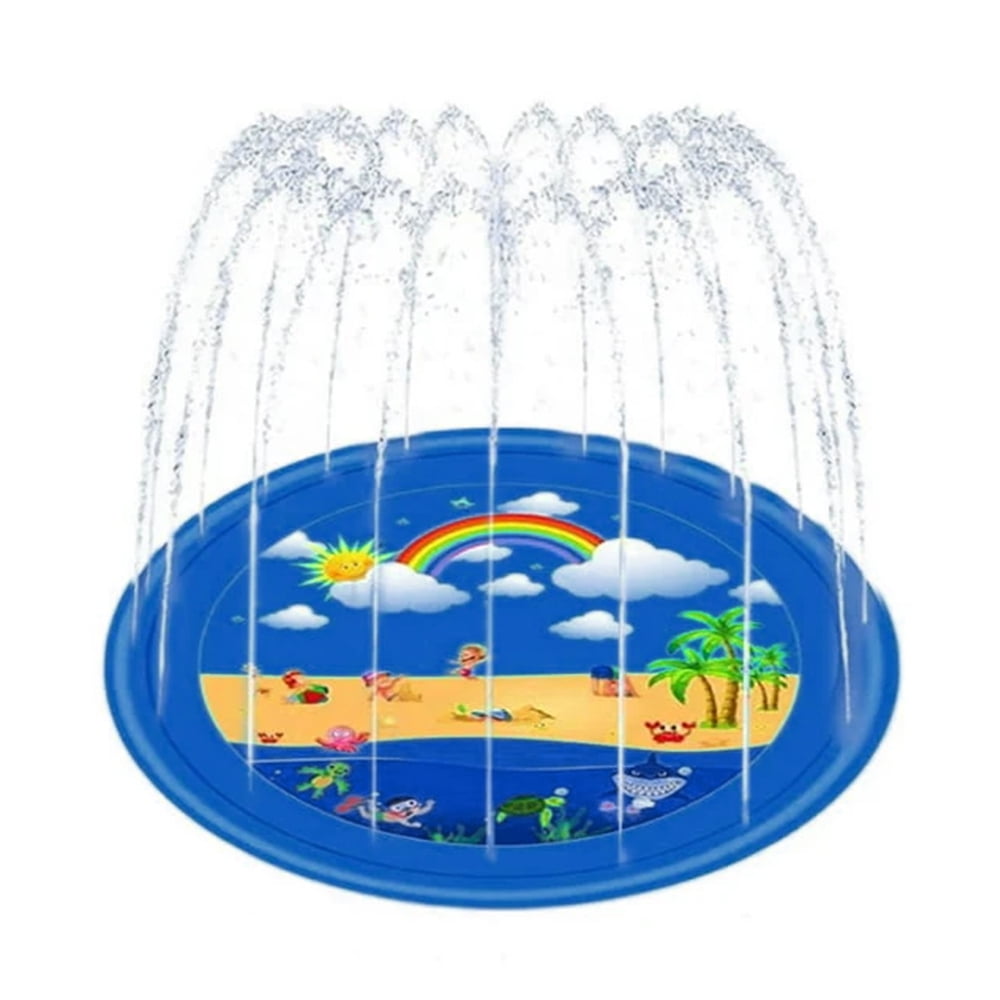 Splash Pad, Sprinkler for Kids and Wading Pool for Learning – Dog Sprinkler Pool, 67’’ Inflatable Water Summer Toys – Outdoor Play Mat for Babies & Toddlers，Blue