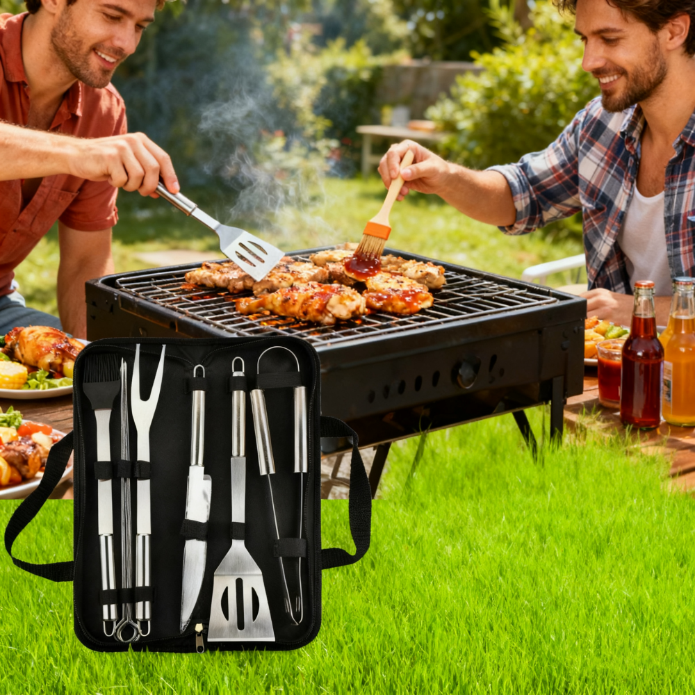 Grilling Accessories BBQ Grill Tools Set, 9 Pieces Stainless Steel Grill Kit with Case, Barbecue Utensil Tool