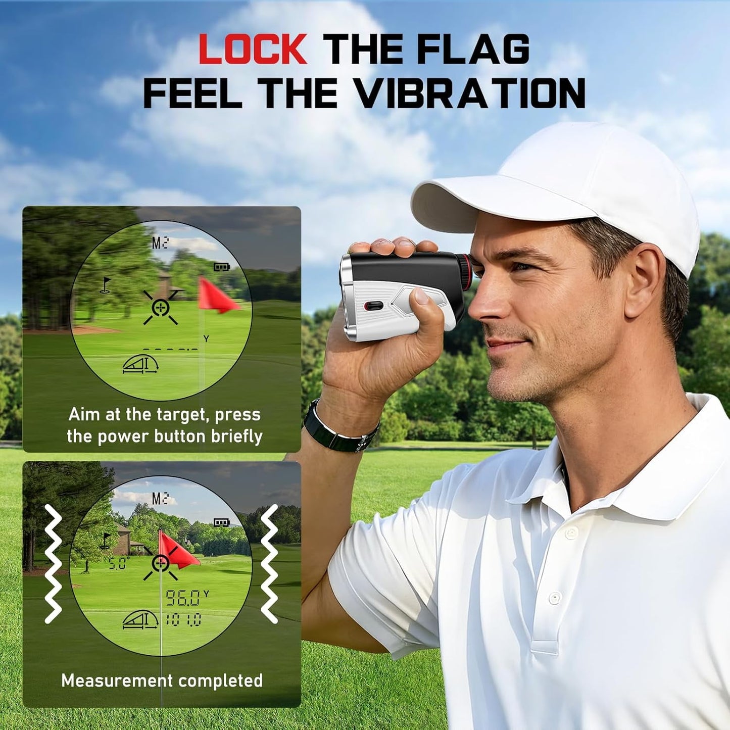 Golf Rangefinder with Slope, 1500 Yards Laser Range Finder, 7X Magnification, Rechargeable Range Finders Golfing with Flagpole Lock Vibration