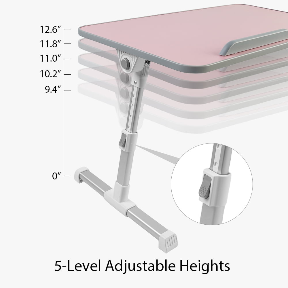 COWIN Laptop Desk Table, Adjustable Laptop Stand, Foldable Lap Desks 20.5×11.82 in (Pink)