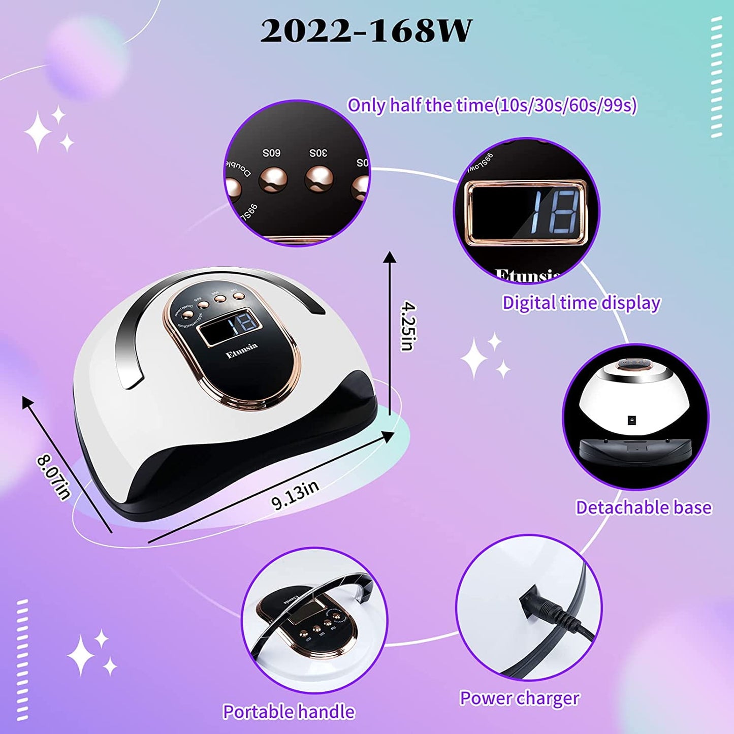 COWIN Gel Dryer Lamp for Manicure UV LED Nail Dryer Smart Sensor 168W Powerful Professional