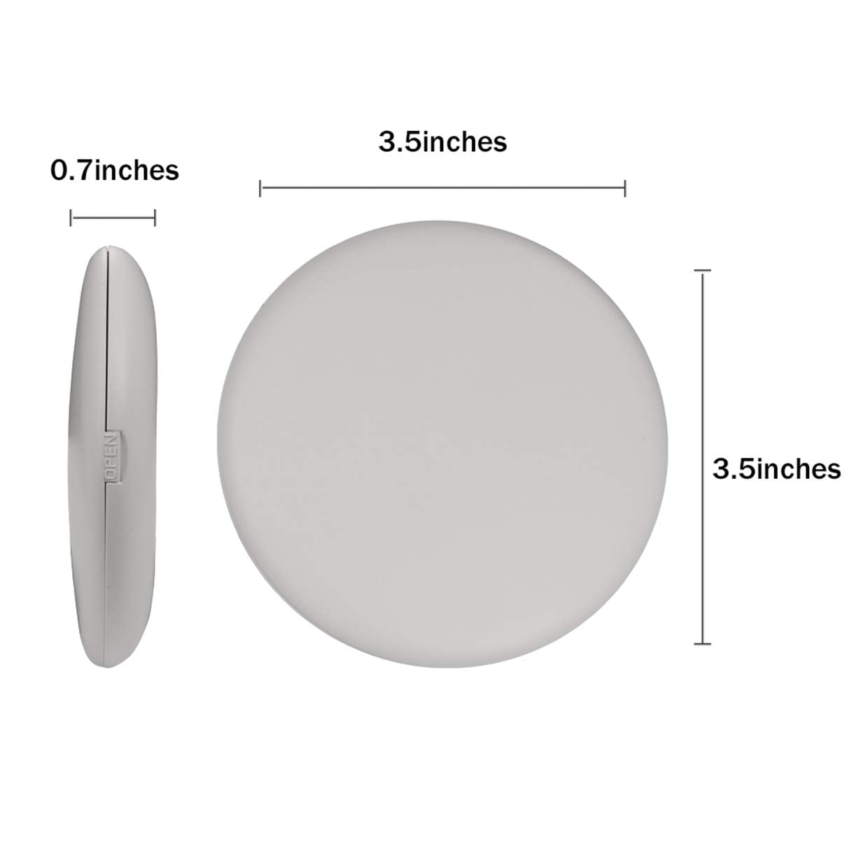 LED Lighted Travel Makeup Mirror, 1x/10x Magnification Compact Mirror, Portable for Handbag, Purse, Pocket, 3.5 inch Illuminated Folding Mirror, Handheld 2-Sided Mirror, Round, White