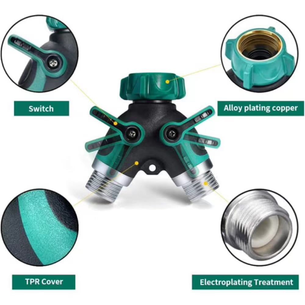 Aedavey 2 Way Hose Splitter, 2 Way Water Splitter Heavy Duty, Garden Faucet, Faucet Splitter, Hose and Splitter, Garden Hose and Splitter, Hose Bib Splitter, with Shut off Valve