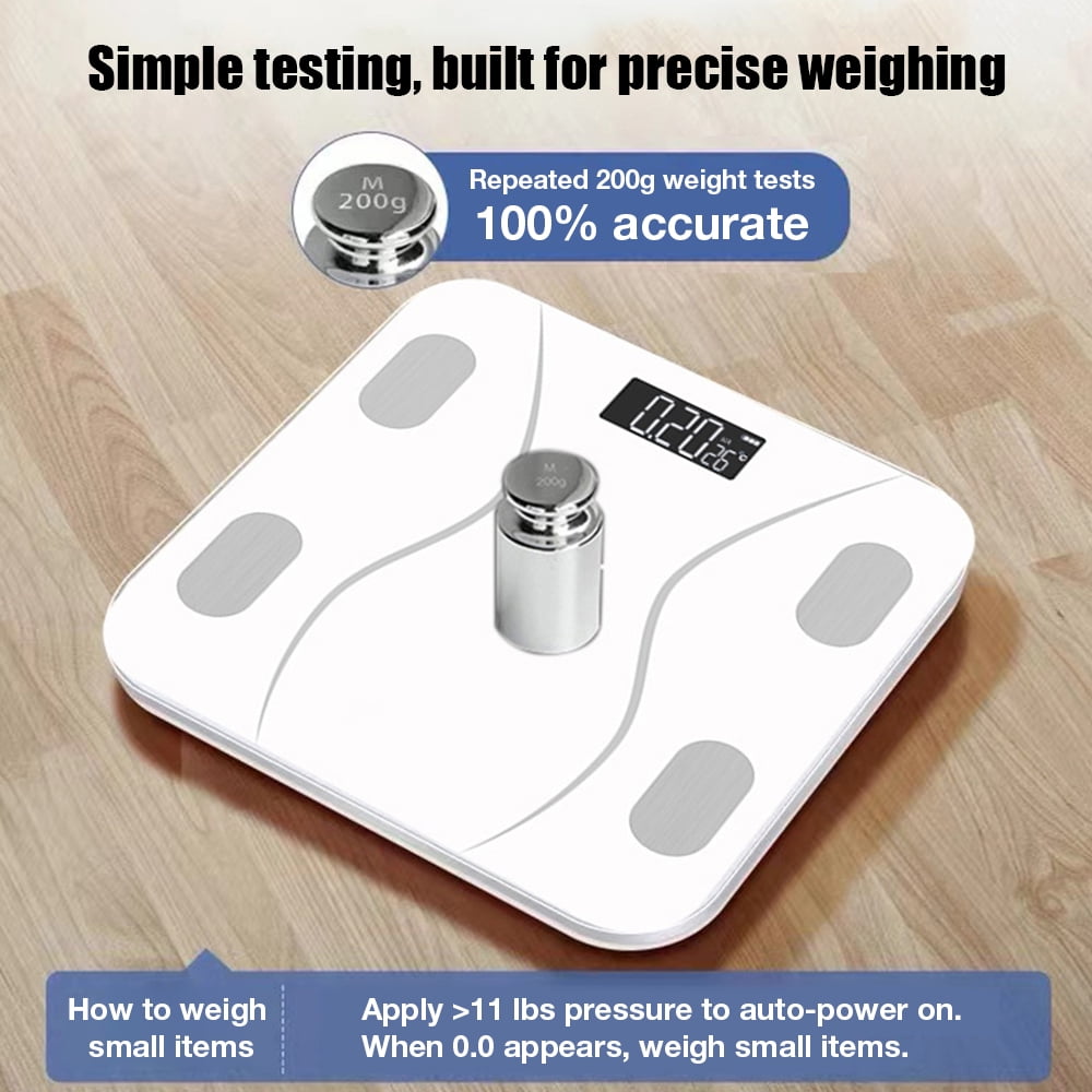 COWIN Smart Digital Body Fat Scale Rechargeable Bluetooth Connection Electronic Bathroom Scale Personal Bathroom Scale 180kg Capacity Minimalist Design White Edition, White