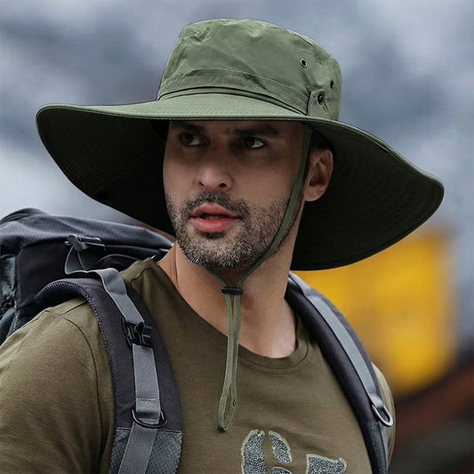 Cowin Sun Hat for Men Sun Protection Wide Brim Bucket Hat Waterproof Breathable Packable Boonie Hat for Fishing Green
