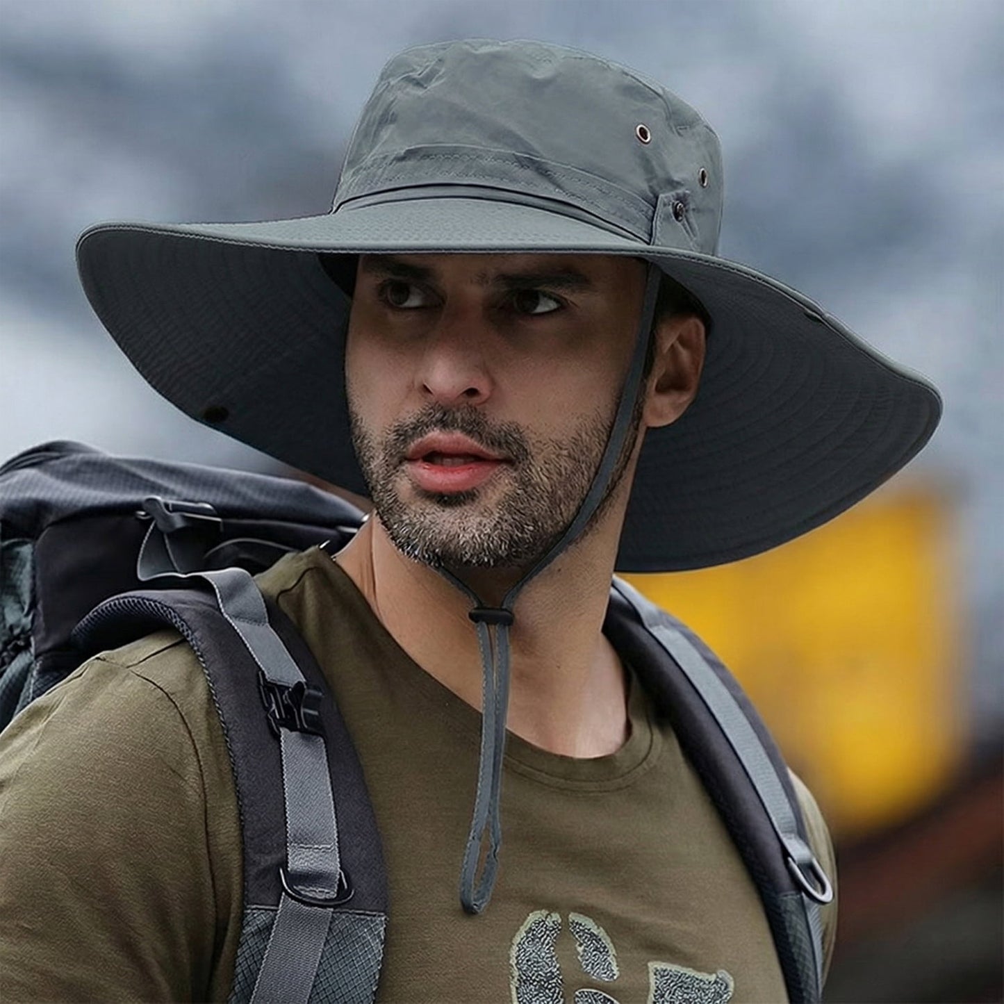 Cowin Sun Hat for Men Sun Protection Wide Brim Bucket Hat Waterproof Breathable Packable Boonie Hat for Fishing Grey