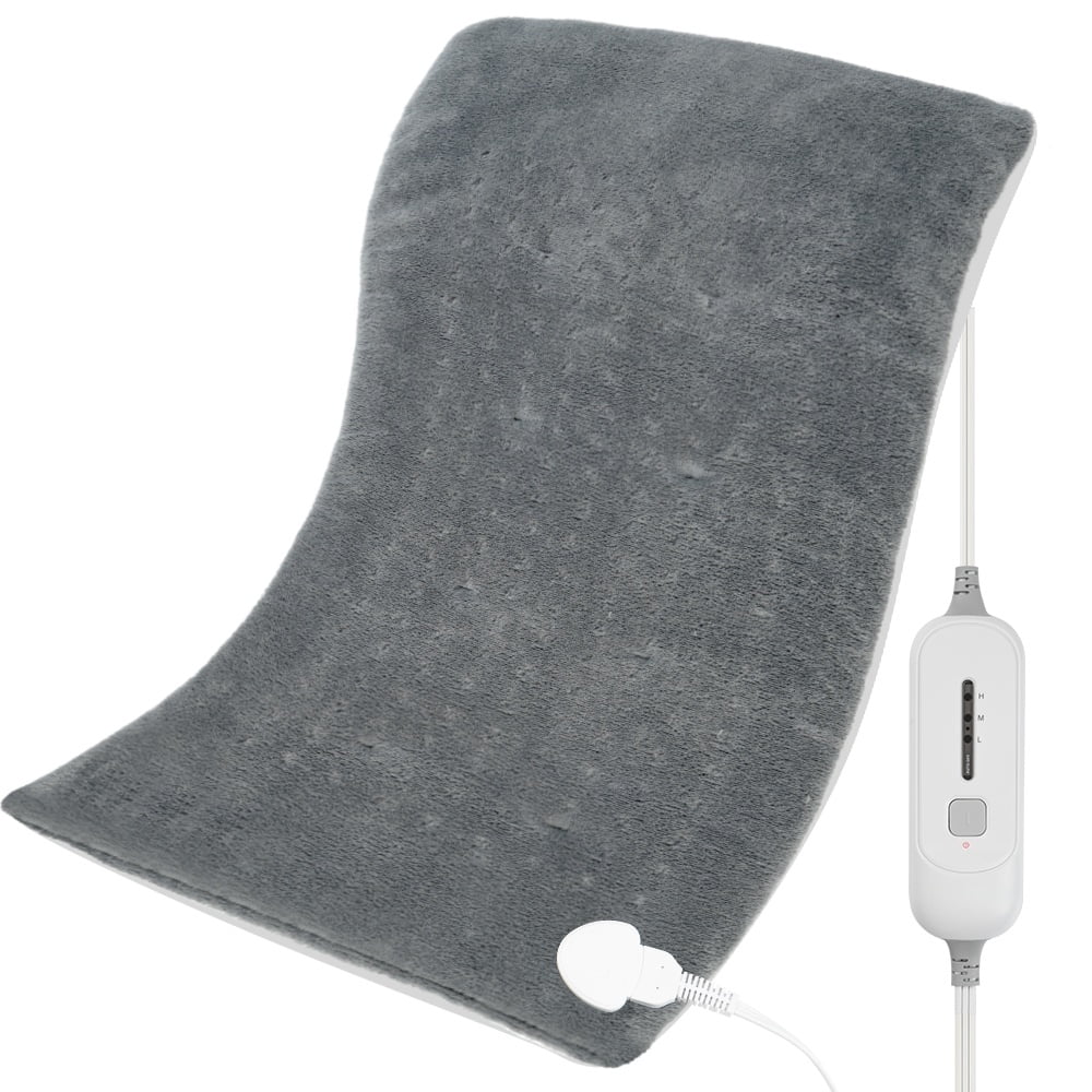 12" x 24" Heating Pad for Back Neck and Shoulder Pain Relief with 3 Heat Settings, Auto Shut Off, Machine Washable, Grey