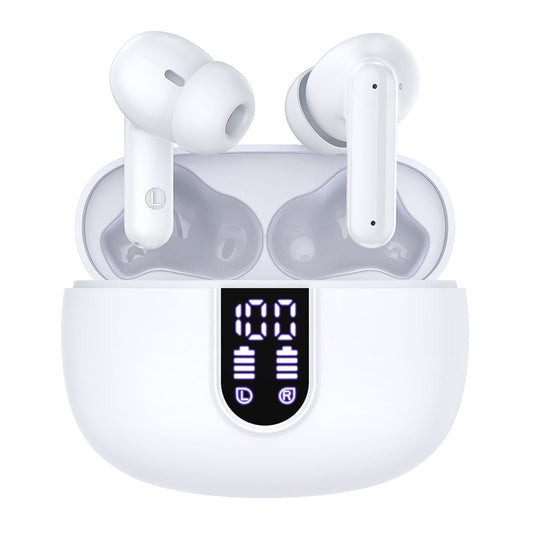 Wireless Earbuds Bluetooth Headphones, with LED Display Charging Case, Waterproof In-Ear Earphones with Mic for iPhone /Android /PC /Laptop, White